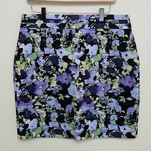 Loft Purple Floral Skirt NWT